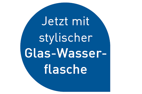 Holen Sie sich jetzt die stylische Glas-Wasserflasche* von Union Investment bei Veranlagung in UniNachhaltig Aktien Wasser!