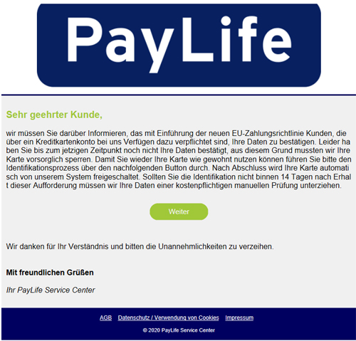 Phishing PayLife