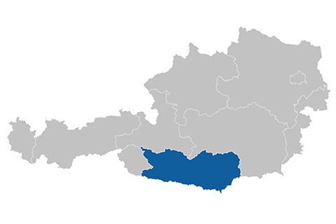 Österreichkarte mit Kärnten markiert