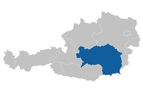 Österreichkarte mit Steiermark markiert